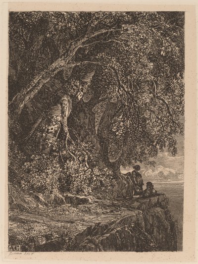 Paar ruht auf einer Klippe von Alexandre Calame