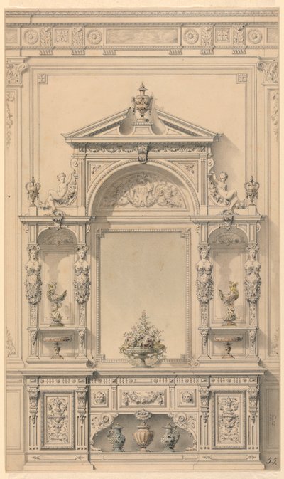 Entwurf für Meuble de Vestibule von Alexandre Eugène Prignot