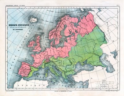 Karte von Physikalisch Europa von Alexandre Vuillemin