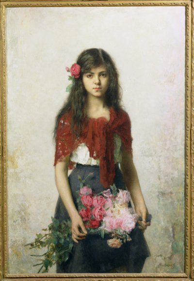 Die Blumenverkäuferin von Alexei Alexevich Harlamoff