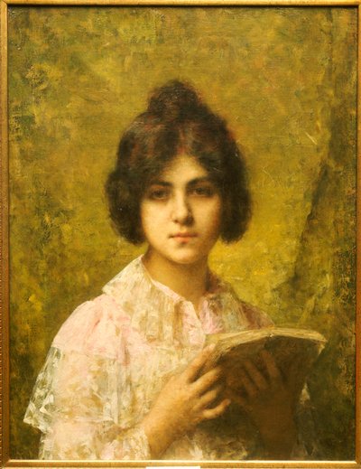 Junge Frau mit Buch von Alexei Alexevich Harlamoff