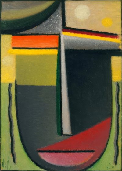 Abstrakter Kopf: Inneres Schauen Grün – Gold von Alexej von Jawlensky
