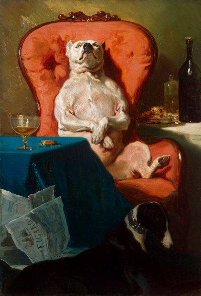 Mops auf einem Sessel, 1857 von Alfred De Dreux