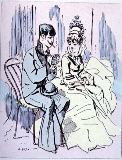 Aux Champs-Élysées, Illustration aus Les Parisiennes, ca. 1870 von Alfred Grevin