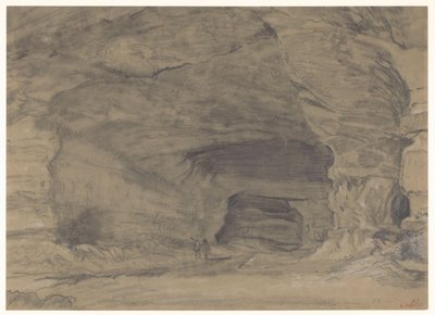 Zwei Figuren spazieren in einer großen Höhle von Alfred Robaut