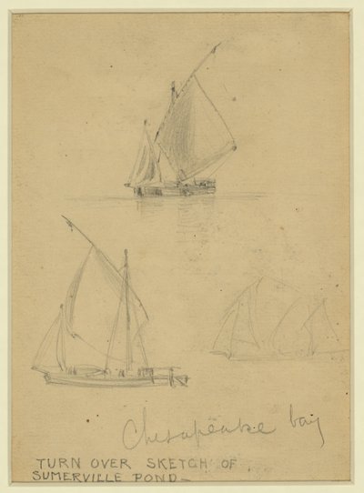Drei Segelboote auf der Chesapeake Bay von Alfred Rudolph Waud
