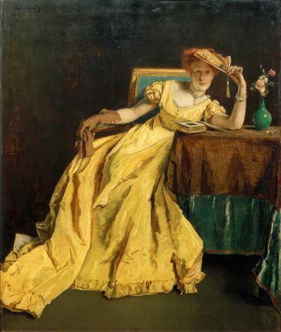 A. Stevens, Die Dame in Gelb von Alfred Emile Stevens