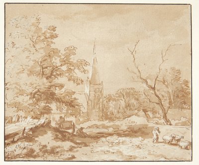 Landschaft mit Bäumen und einer Kirche von Allaert van Everdingen