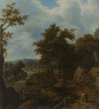 Schwedische Landschaft mit einer Wassermühle von Allaert van Everdingen