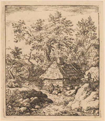 Landschaft mit Mühlstein neben einem Fass von Allart van Everdingen