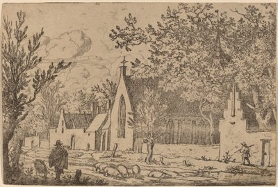 Schweinehirte bei einer Kapelle von Allart van Everdingen