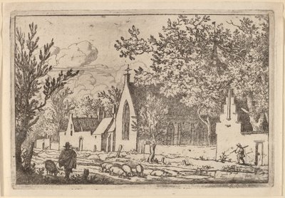 Schweinehirte in der Nähe einer Kapelle von Allart van Everdingen