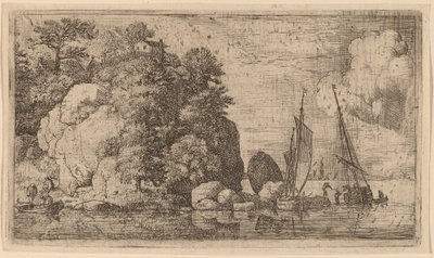 Zwei Boote auf einem breiten Fluss von Allart van Everdingen