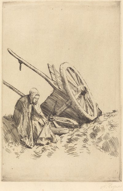 Gebrochener Wagen La charrette brisee von Alphonse Legros