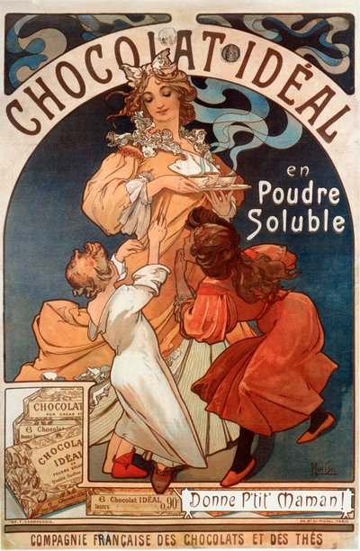 Werbeplakat für Schokolade Ideal von Alphonse Mucha