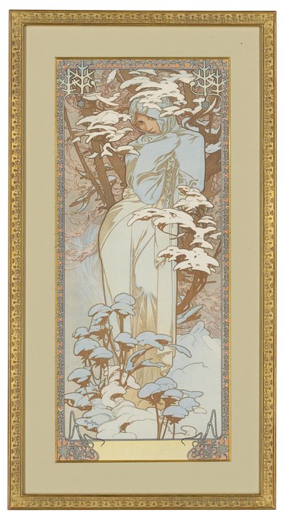 Vier Jahreszeiten: Winter, 1900 von Alphonse Mucha