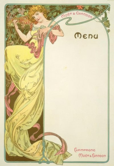 Moët & Chandon Menü von Alphonse Mucha