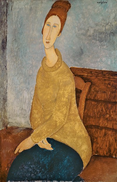 Jeanne Hébuterne in einem gelben Pullover, 1918-19 von Amedeo Modigliani