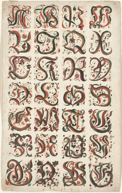 Alphabet, Frakturmalerei, ca. 1825-50 von American School