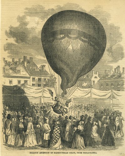 Ballonaufstieg von Mademoiselle Delon, aus Philadelphia von American School