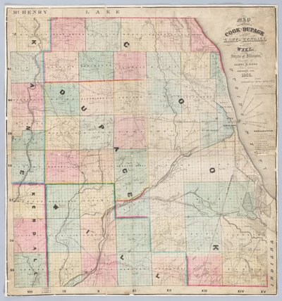 Rees Karte der Cook und DuPage Counties von American School