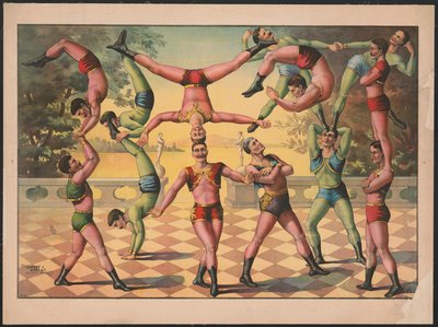 Dreizehn Männer bei Akrobatik, um 1891 von American School