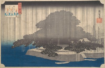 Abendregen auf der Karasaki-Kiefer von Ando Hiroshige