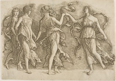 Vier Frauen tanzen von Andrea Mantegna