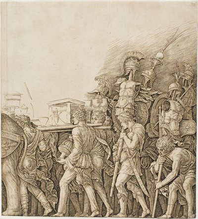 Triumph des Cäsar: Soldaten tragen Trophäen von Andrea Mantegna