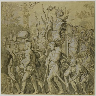 Triumphe von Julius Caesar: Leinwand Nr. VI von Andrea Mantegna