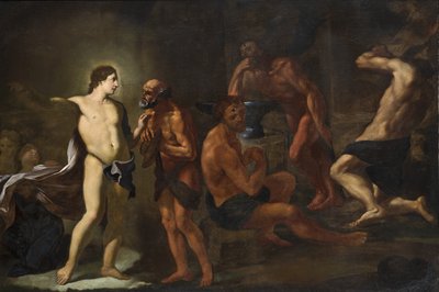 Apollo in der Schmiede des Vulkan von Andrea Sacchi