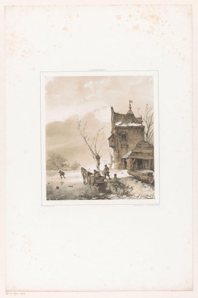 Männer beladen Schlitten von Andreas Schelfhout