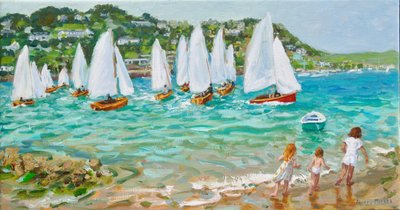 Boote jagen, Salcombe, 2018 von Andrew Macara