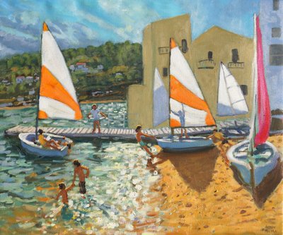 Boote zu Wasser lassen, Calella de Palafrugell, Spanien von Andrew Macara