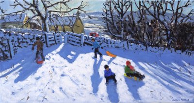 Schlittenfahren, Hartington, Buxton von Andrew Macara