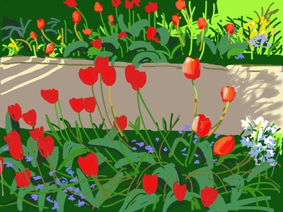 Tulpen und Marienkäfer, 2017 von Andrew Macara