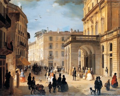 Piazza della Scala in Mailand von Angelo Inganni