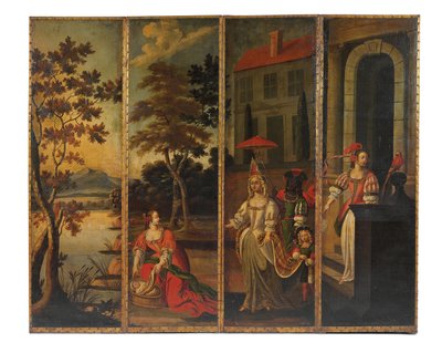 Vierfacher doppelseitiger Paravent, ca. 1700 von Anglo Flemish School