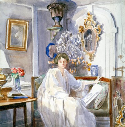 Junge Frau in Weiß, ca. 1864-1930 von Anna Lea Merritt