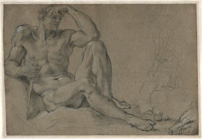 Herkules ruht (recto) von Annibale Carracci