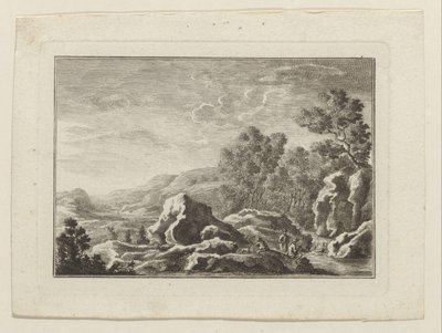 Landschaft mit drei Männern an einem Bach von Anonymous