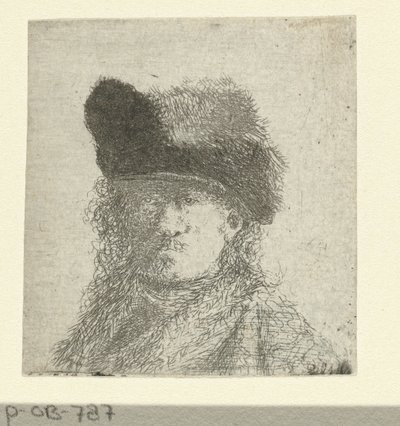 Porträt von Rembrandt mit Pelzmütze von Anonymous