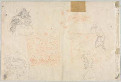 Verschiedene Skizzen von Figuren und Pflanzen (verso) von Anonymous