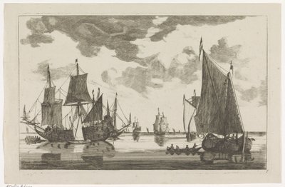 Segelschiffe und Boote auf ruhiger See von Anonymous