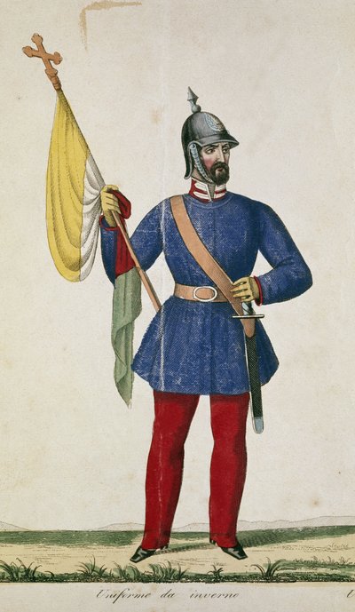 Italienische Nationalgarde: Winteruniform (Gravur) von Anonymous Anonymous