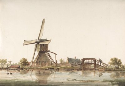 Landschaft mit Windmühle, spätes 18. Jahrhundert von Anthonie Erkelens