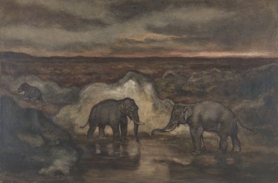 Elefanten an einem Teich von Antoine Louis Barye