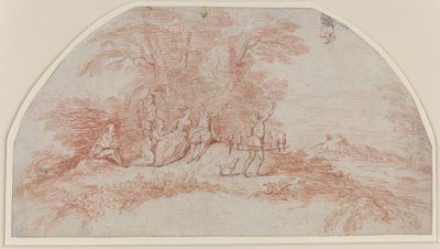 Ein Fête Galante mit Falknern von Antoine Watteau