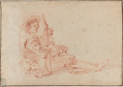 Sitzender Gitarrist [recto] von Antoine Watteau