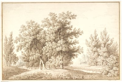 Park mit Wasserlauf und kleiner Hütte von Anton Carl Dusch